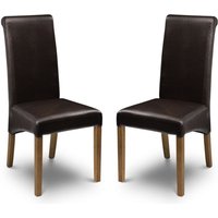 Cary Brown Faux Leather Dining Chairs In Pair