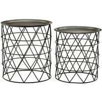 Casa Metal Set Of 2 Side Tables In Zinc And Black