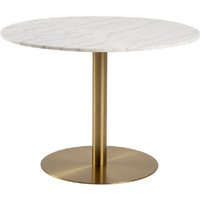Casey White Marble Dining Table Round With Gold Metal Base