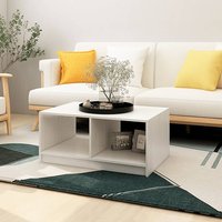 Cason Solid Pinewood Coffee Table With Shelf In White