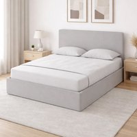 Catskill Fabric Ottoman Storage King Size Bed In Soft Grey