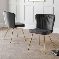 Caziel Grey Velvet Dining Chair in Pair