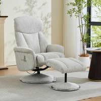 Cazira Fabric Swivel Recliner Chair with Footstool in Dove