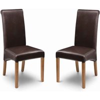 Cazlira Brown Faux Leather Dining Chairs in Pair