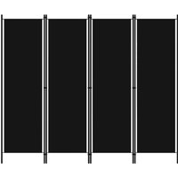 Celina Fabric 4 Panels 200cm x 180cm Room Divider In Black