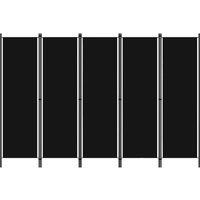 Celina Fabric 5 Panels 250cm x 180cm Room Divider In Black