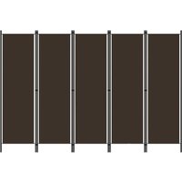 Celina Fabric 5 Panels 250cm x 180cm Room Divider In Brown