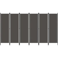 Celina Fabric 6 Panels 300cm x 180cm Room Divider In Anthracite