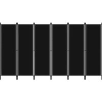 Celina Fabric 6 Panels 300cm x 180cm Room Divider In Black