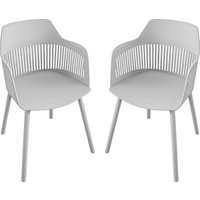 Celina Light Grey Resin Bistro Dining Chairs In Pair