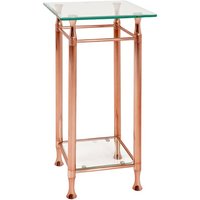 Cerrito Tall Clear Glass Side Table With Copper Metal Base