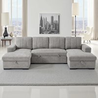 Cevrix Fabric U Shape Corner Sofabed in Grey