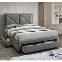 Cezanne Fabric Double Bed With Drawers In Grey Marl