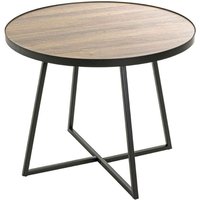 Chatham Round Metal End Table In Black And Oak