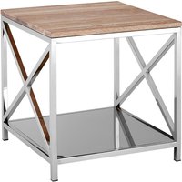 Chaw Wooden Lamp Table With Stainless Steel Frame In Oak
