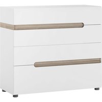 Cheya High Gloss Chest Of 4 Drawers In White And Truffle Oak