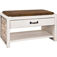 Chinle Textile Fabric Shoe Storage Bench In Wall Street Motif