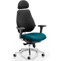 Chiro Black Back Headrest Office Chair With Maringa Teal Seat