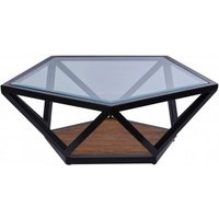 Ciao Clear Glass Top Pentagon Coffee Table With Black Metal Base