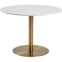Clarkston Marble Dining Table With Gold Base In White Guangxi