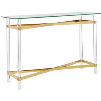 Clarox Rectangular Glass Console Table In Clear And Gold