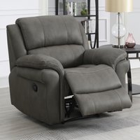 Claton Fabric Manual Recliner 1 Seater Sofa - Ultra Grey Suede