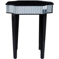 Clavona Mirrored Glass Side Table In Clear And Black