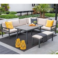 Clayton Aluminium Garden Corner Lounge Dining Set In Sand