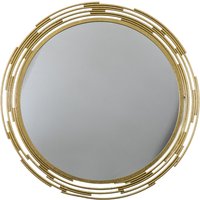 Clayton Round Portrait Wall Mirror In Gold Iron Frame