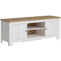 Clinton Wooden TV Stand With 2 Doors In White And Oak