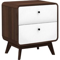 Clive Wooden Bedside Cabinet With 2 Drawers In Walnut And White