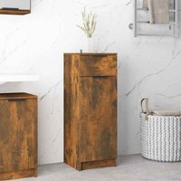 Clive Wooden Storage Cabinet With 1 Drawer 1 Door In Smoked Oak