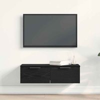 Clive Wooden TV Stand With 2 Drawer In Black Oak