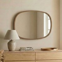 Cloudy Large Glass Wall Mirror with Walnut Solid Wood