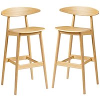 Clynnog Natural Oak Wooden Bar Stools In Pair