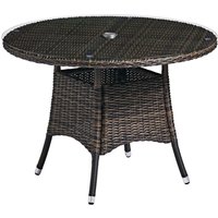 Coachella Glass Top Garden Dining Table With Brown Rattan Legs