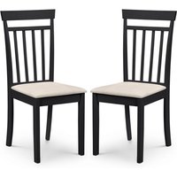 Calista Black Wooden Dining Chairs With Ivory Seat In Pair