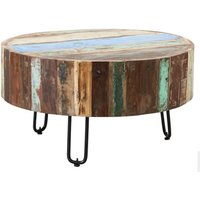 Coburg Wooden Drum Coffee Table In Vintage Oak