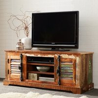 Coburg Wooden TV Stand In Reclaimed Wood With 2 Doors