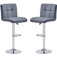 Coco Grey Faux Leather Bar Stools With Chrome Base In Pair