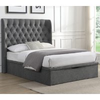 Colusa Fabric Ottoman Storage Double Bed In Grey