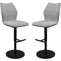 Comstock Grey Fabric Bar Chairs In Pair