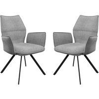 Comstock Grey Fabric Dining Armchairs In Pair
