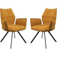 Comstock Mustard Fabric Dining Armchairs In Pair