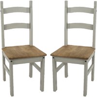 Consett Grey And Oak Wooden Dining Chairs In Pair
