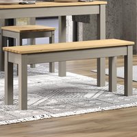 Consett Large Wooden Dining Bench In Grey And Oak