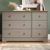 Consett Wooden Bedside Chest Of 6 Drawers - Grey And Oak
