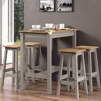 Consett Wooden Breakfast Table With 4 Stools In Grey Oak