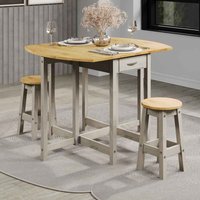 Consett Wooden Foldable Bar Table With 2 Stools - Grey And Oak