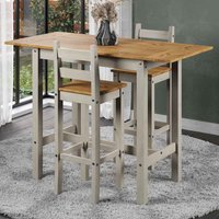 Consett Wooden Rectangular Extending Bar Table With 2 Stools - Grey And Oak